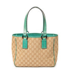 Shoulder Bag Small Shoulder Tote Teal Monogrammed Canvas