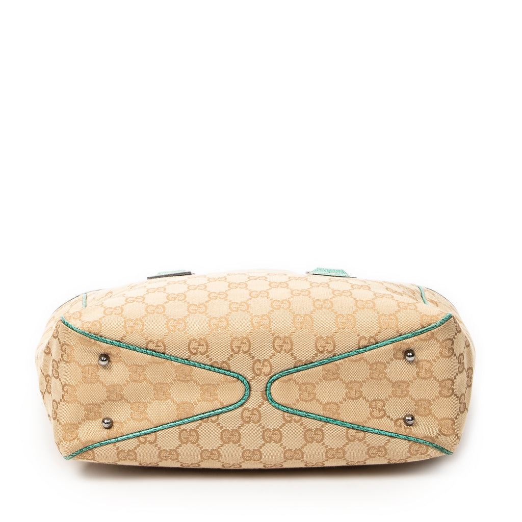 Shoulder Bag Small Shoulder Tote Teal Monogrammed Canvas