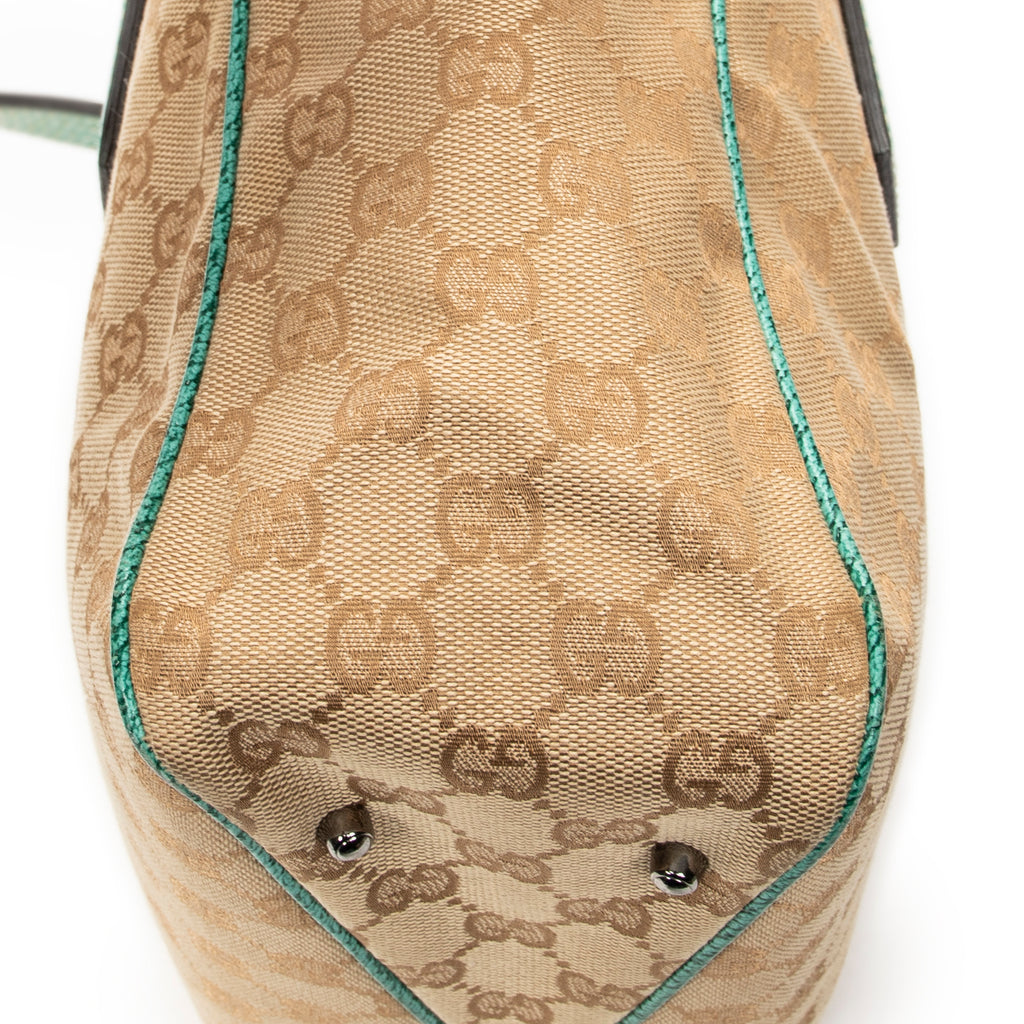 Shoulder Bag Small Shoulder Tote Teal Monogrammed Canvas