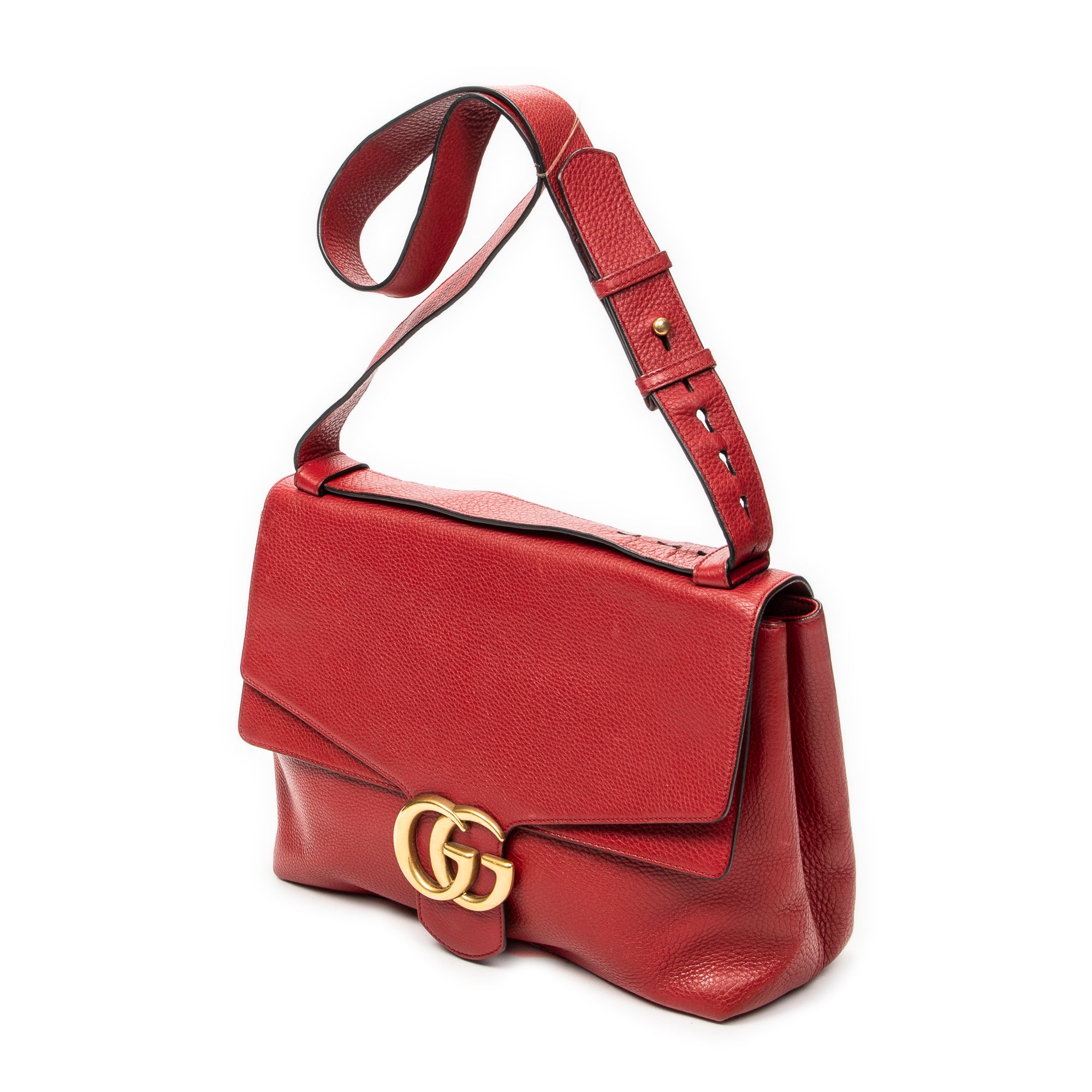 Shoulder Bag Large Marmont Flap Red Grained Calfskin Leather