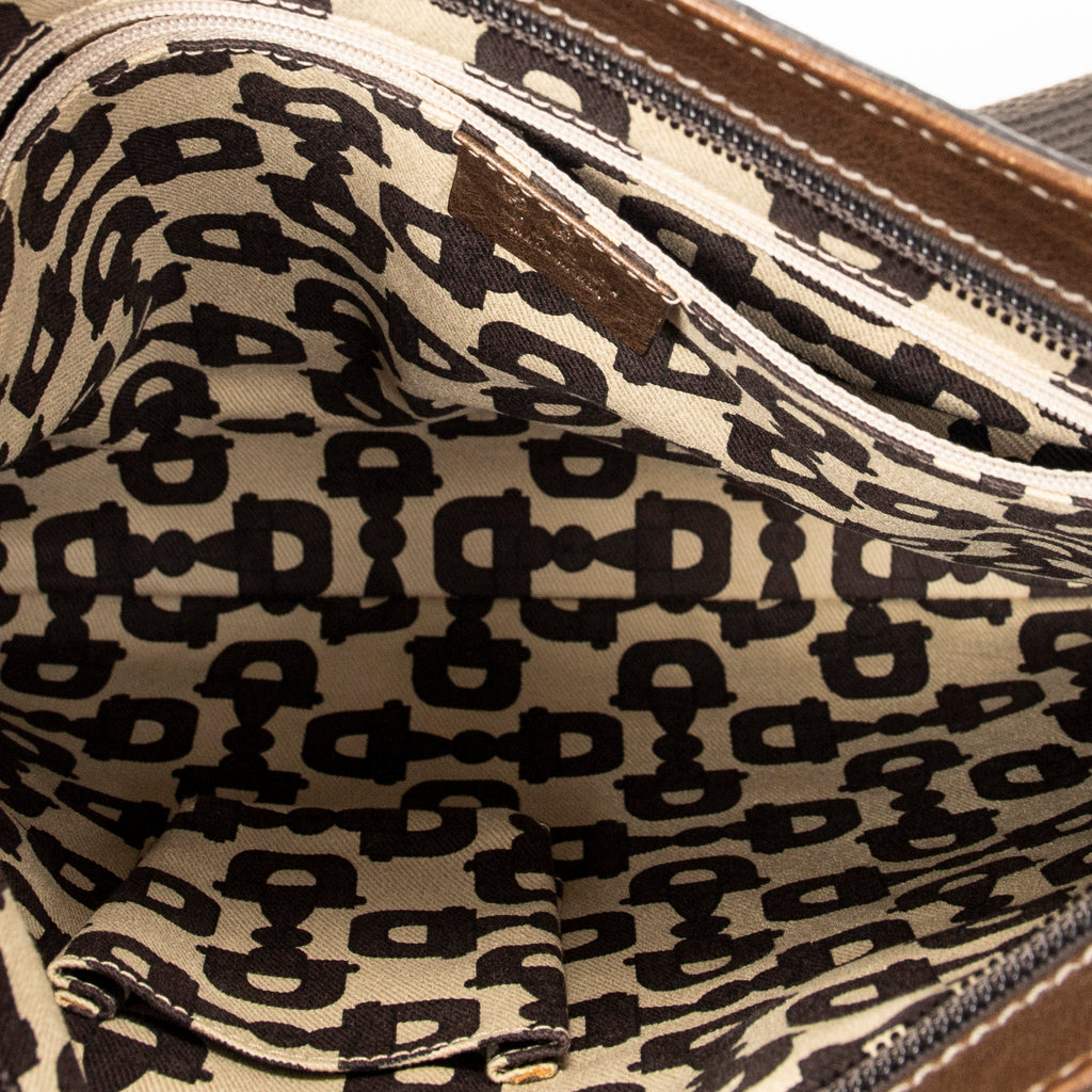 Bolso de Hombro Bolsillo Frontal Plano Bandolera Piel Guccissima Marrón Claro