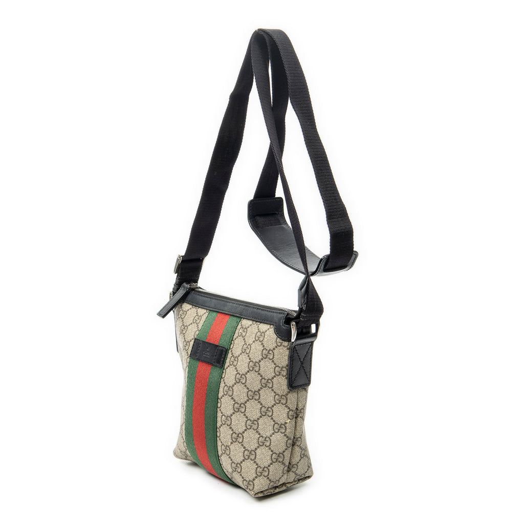 Shoulder Bag Small Web Square Messenger Black Supreme Coated Canvas