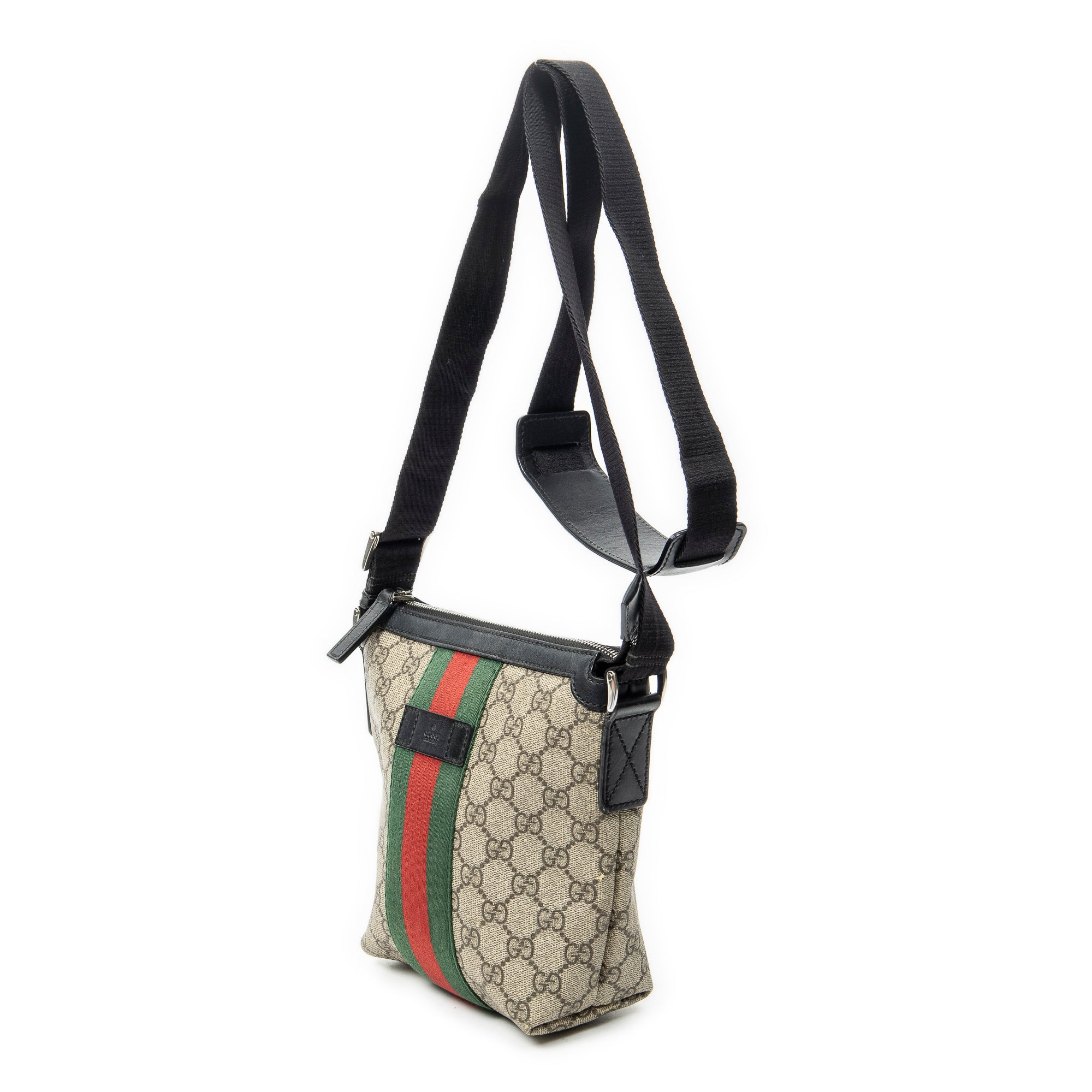 Shoulder Bag Small Web Square Messenger Black Supreme Coated Canvas