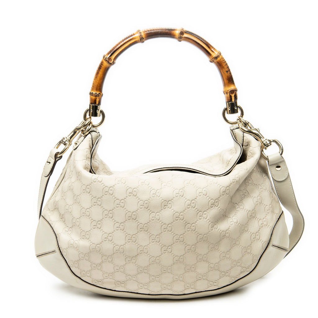Shoulder Bag Peggy Bamboo Handle Hobo Ivory Guccissima Leather