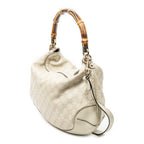 Shoulder Bag Peggy Bamboo Handle Hobo Ivory Guccissima Leather