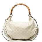 Shoulder Bag Peggy Bamboo Handle Hobo Ivory Guccissima Leather