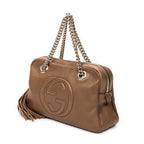 Shoulder Bag Soho Chain Bowler Brown Grained Calfskin Leather