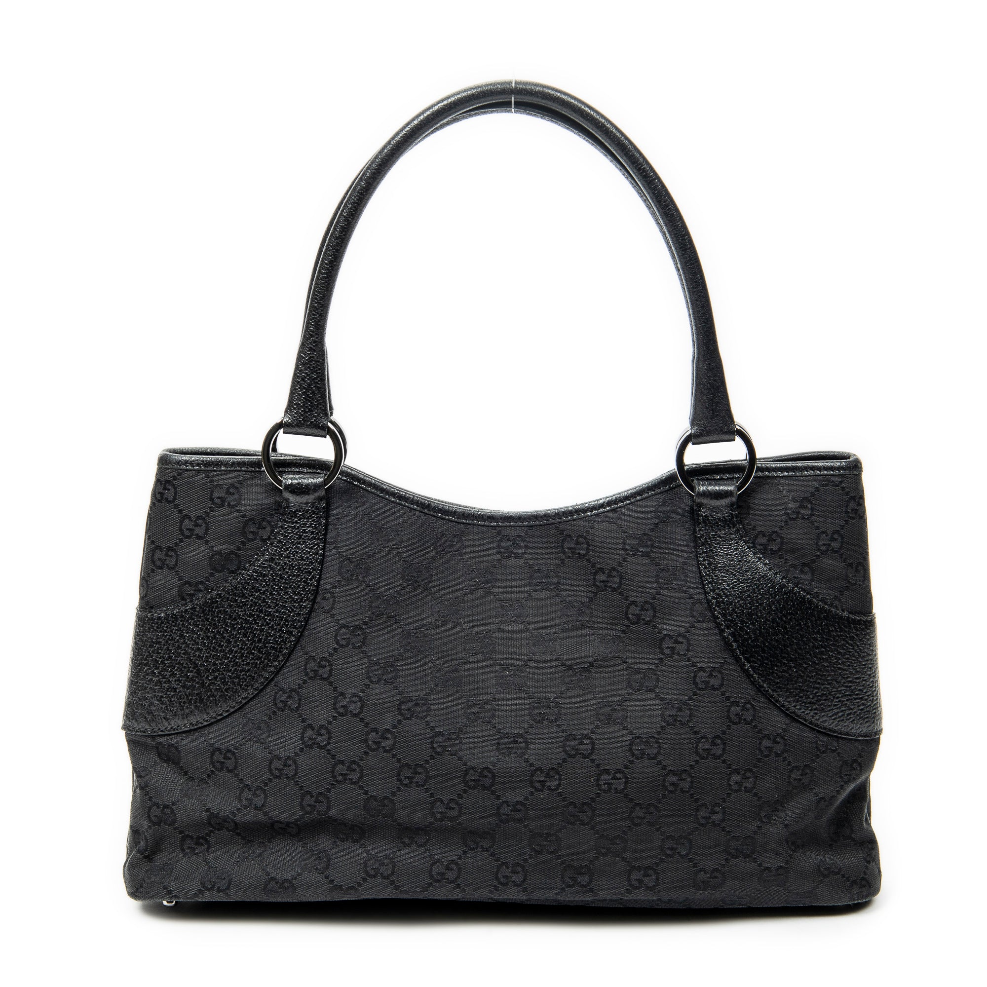 Shoulder Bag Horizontal Jacquard Tote Black Monogrammed Canvas