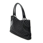 Shoulder Bag Horizontal Jacquard Tote Black Monogrammed Canvas