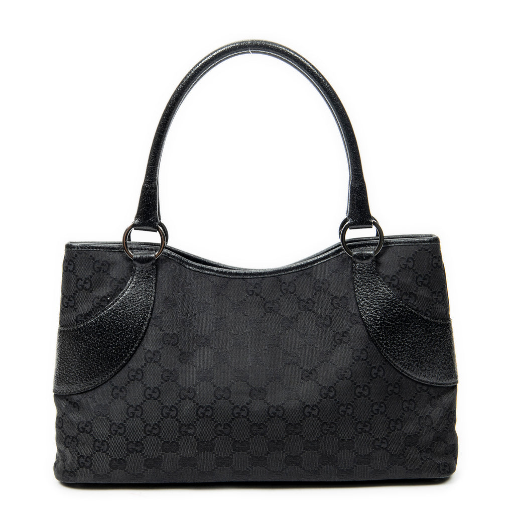 Shoulder Bag Horizontal Jacquard Tote Black Monogrammed Canvas