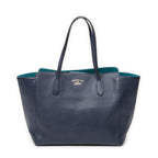Shoulder Bag Medium Swing Tote Navy Grained Calfskin Leather