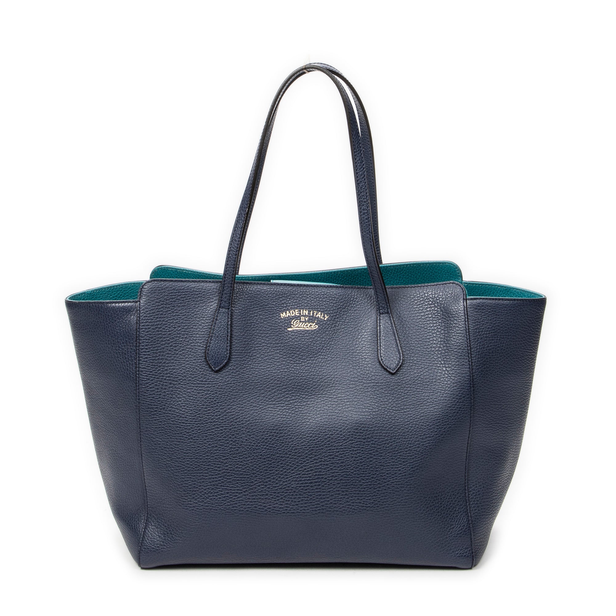 Shoulder Bag Medium Swing Tote Navy Grained Calfskin Leather