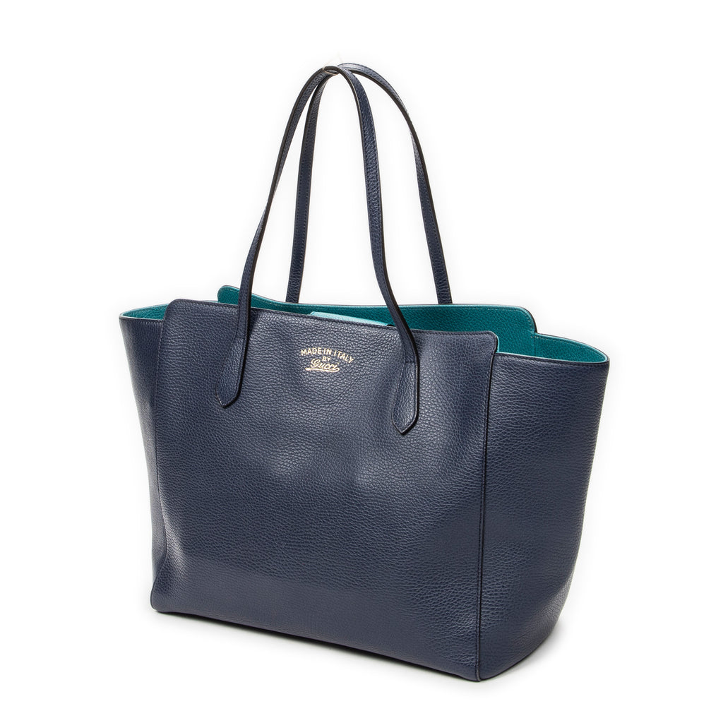 Shoulder Bag Medium Swing Tote Navy Grained Calfskin Leather