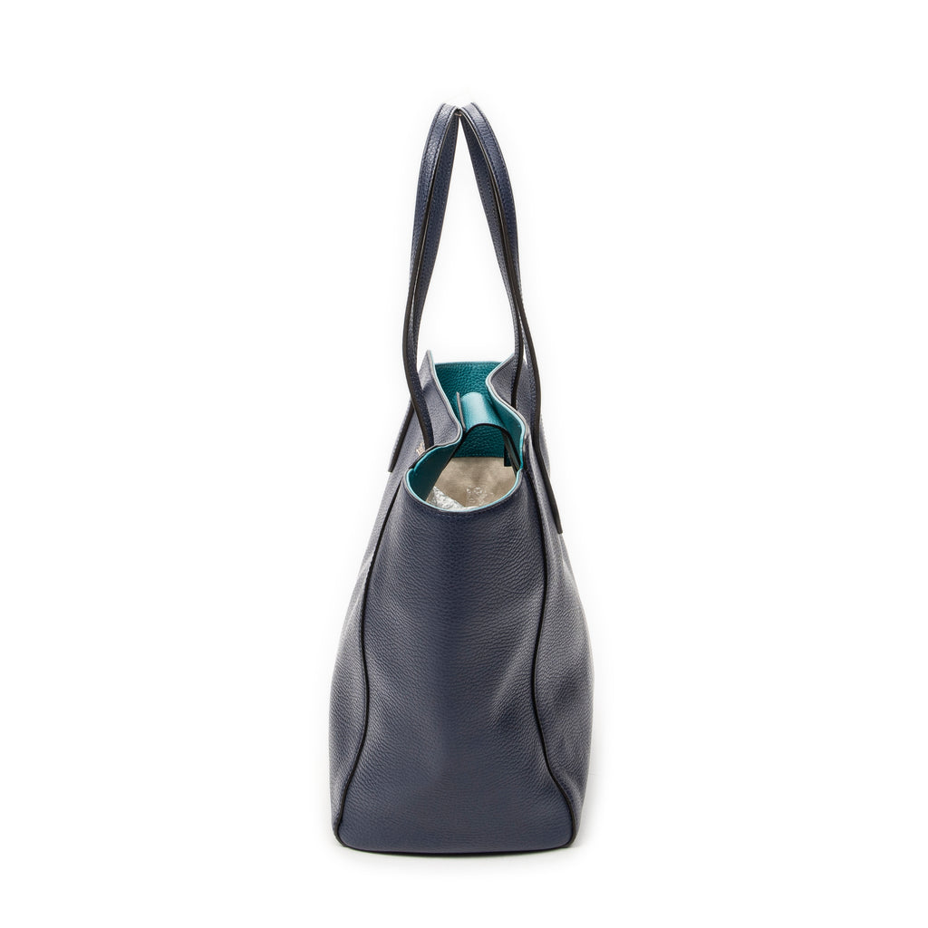 Shoulder Bag Medium Swing Tote Navy Grained Calfskin Leather