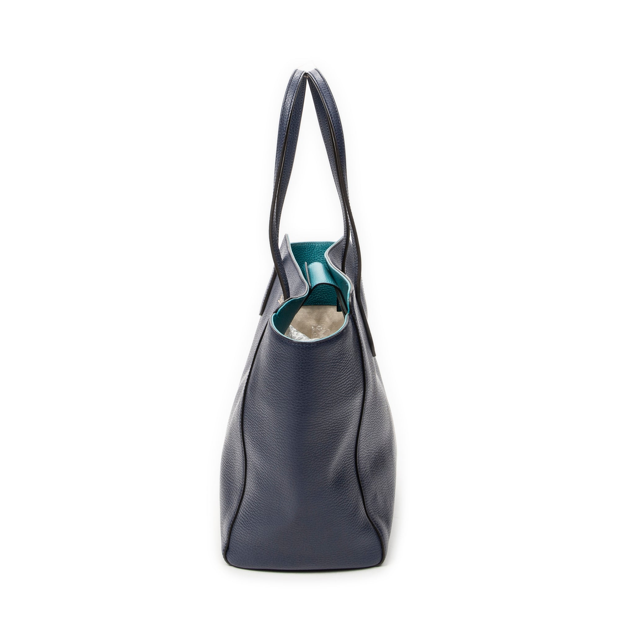 Shoulder Bag Medium Swing Tote Navy Grained Calfskin Leather