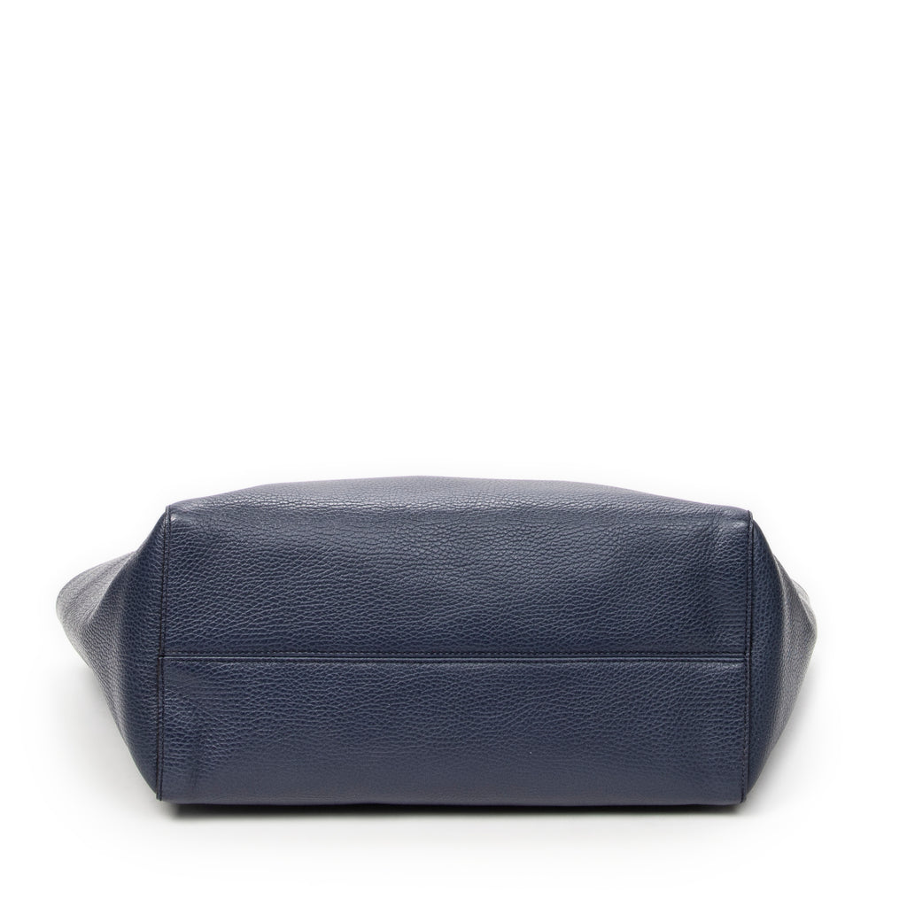 Shoulder Bag Medium Swing Tote Navy Grained Calfskin Leather