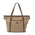 Shoulder Bag Zip Shopping Tote Brown Monogrammed Canvas