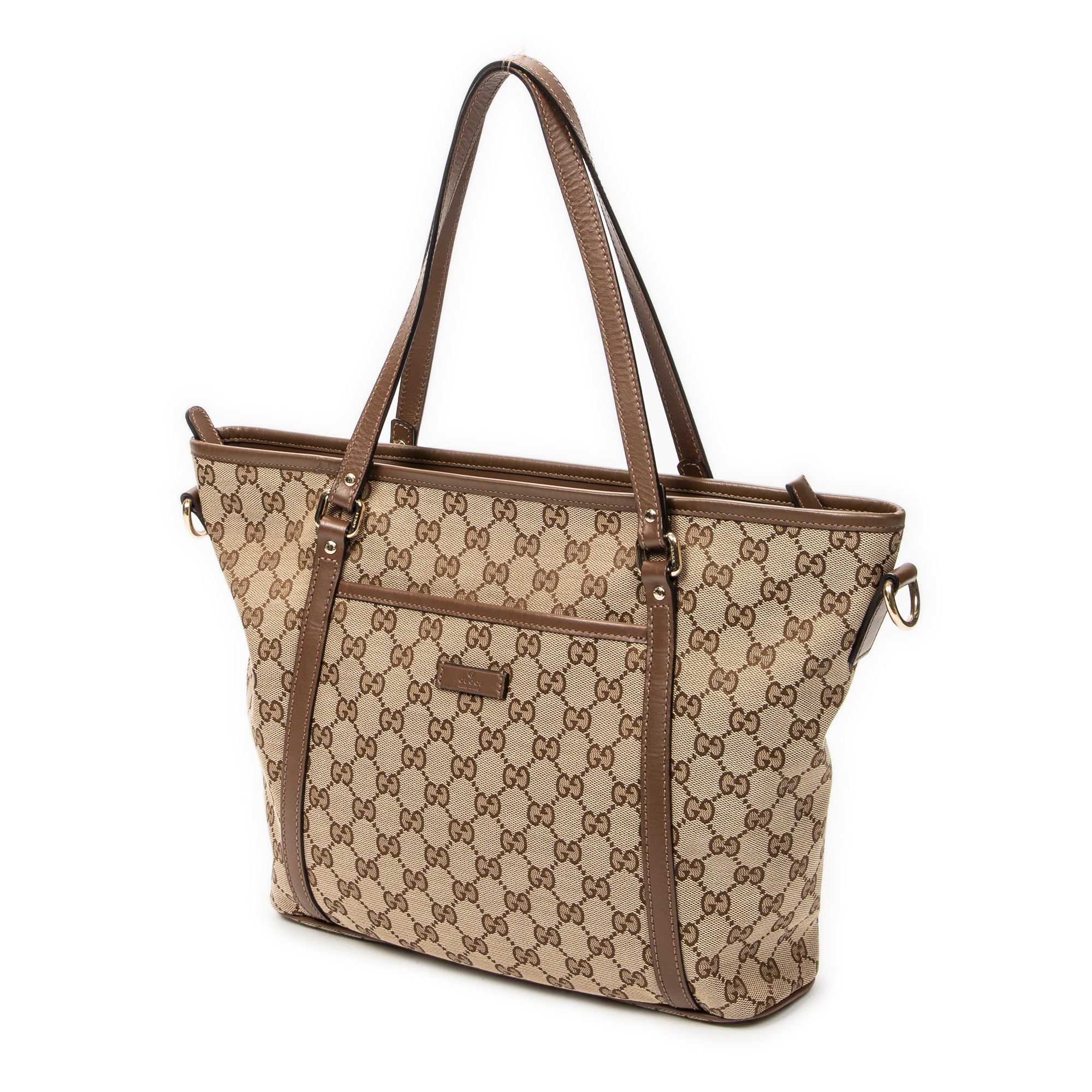 Shoulder Bag Zip Shopping Tote Brown Monogrammed Canvas