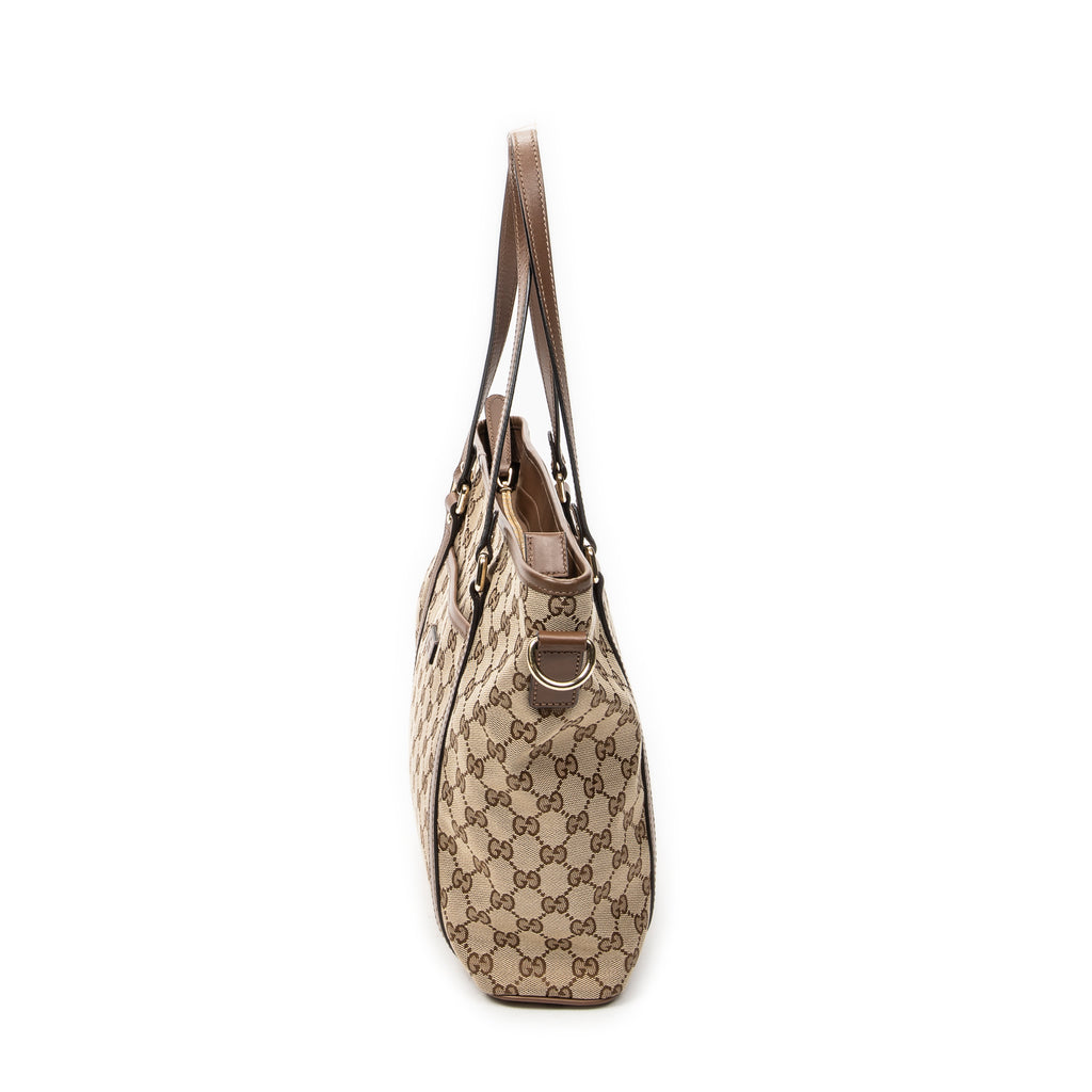 Shoulder Bag Zip Shopping Tote Brown Monogrammed Canvas