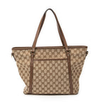 Shoulder Bag Zip Shopping Tote Brown Monogrammed Canvas
