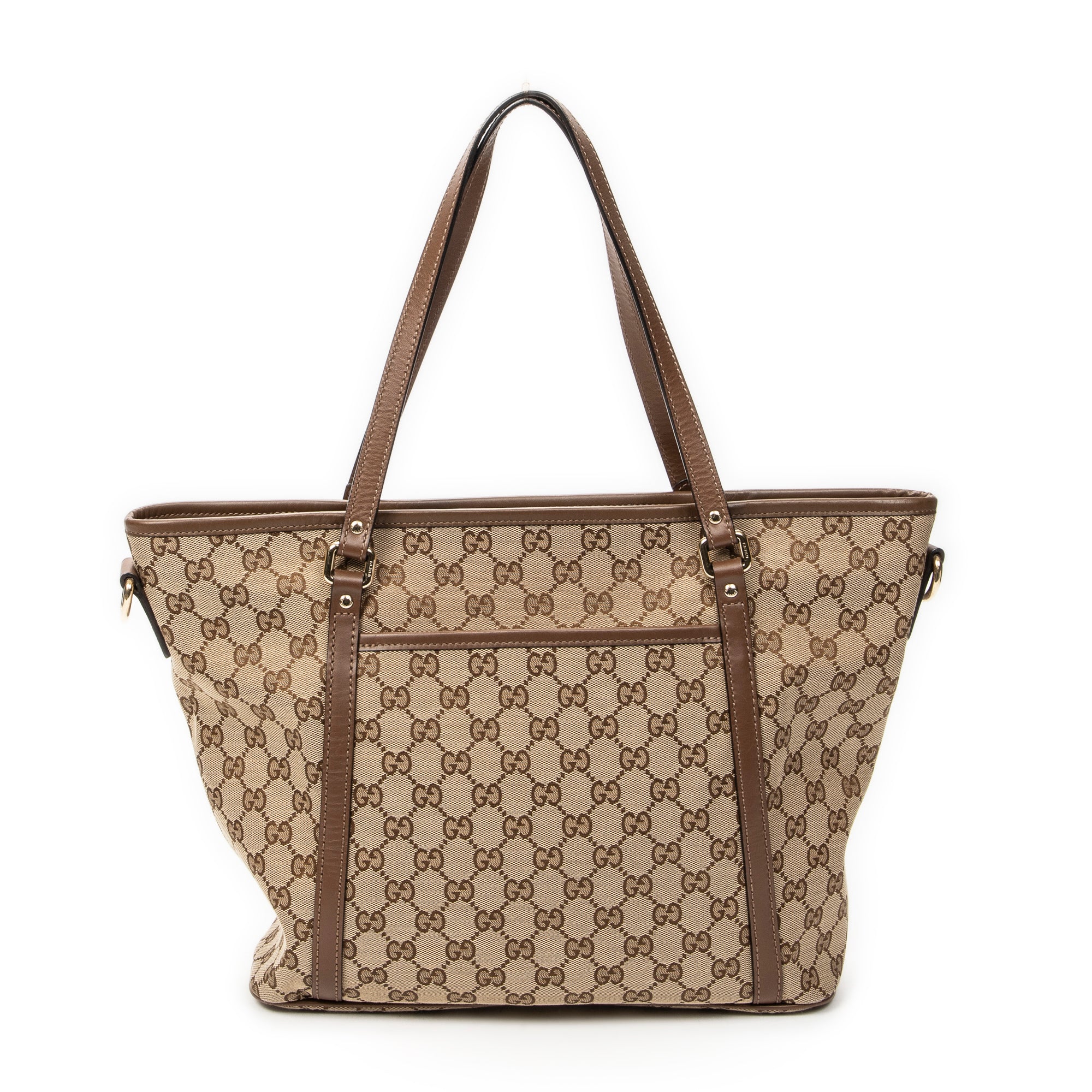 Shoulder Bag Zip Shopping Tote Brown Monogrammed Canvas