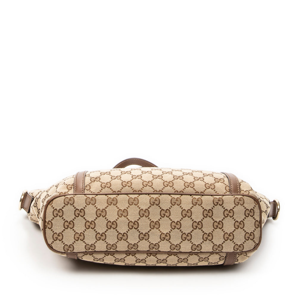 Shoulder Bag Zip Shopping Tote Brown Monogrammed Canvas