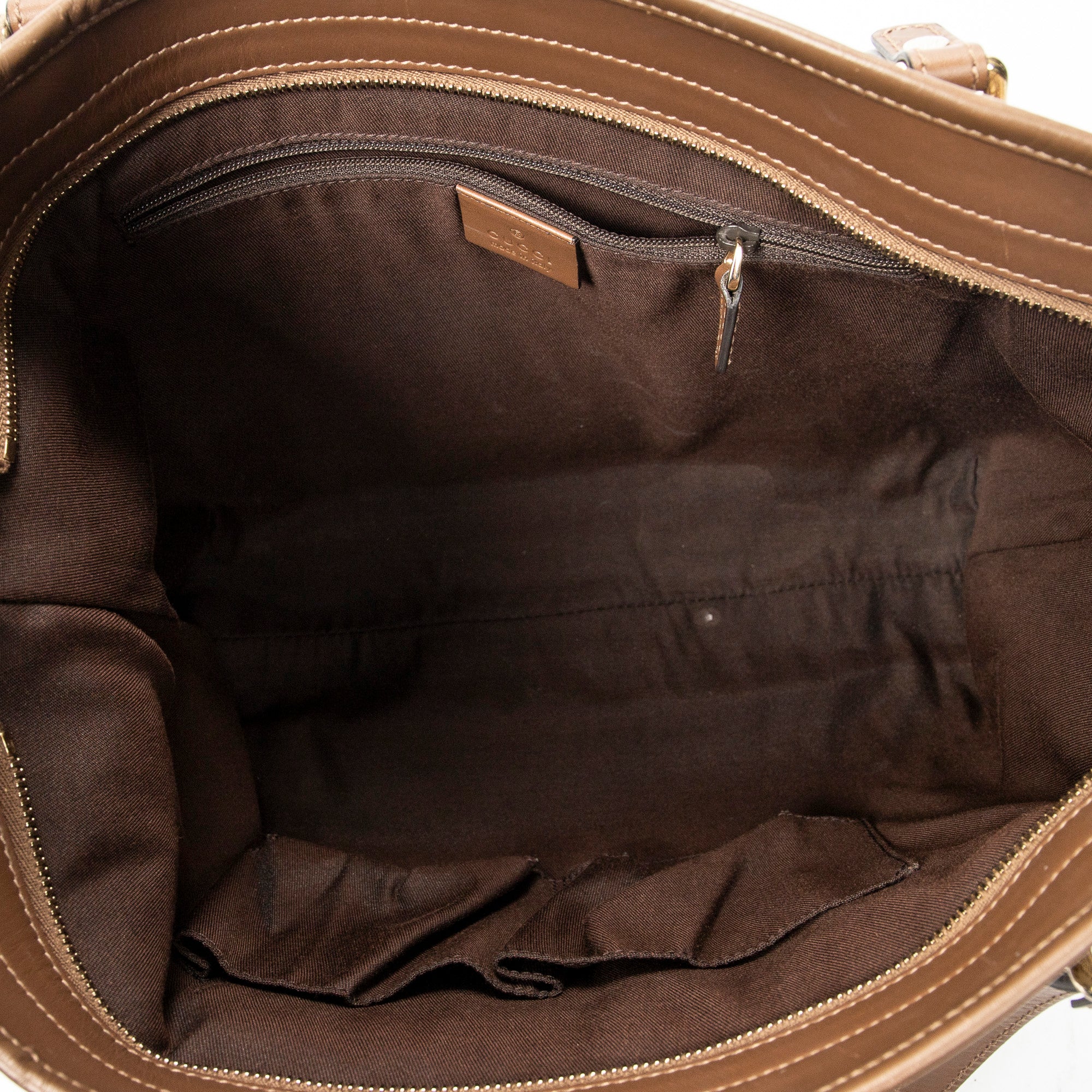 Shoulder Bag Zip Shopping Tote Brown Monogrammed Canvas