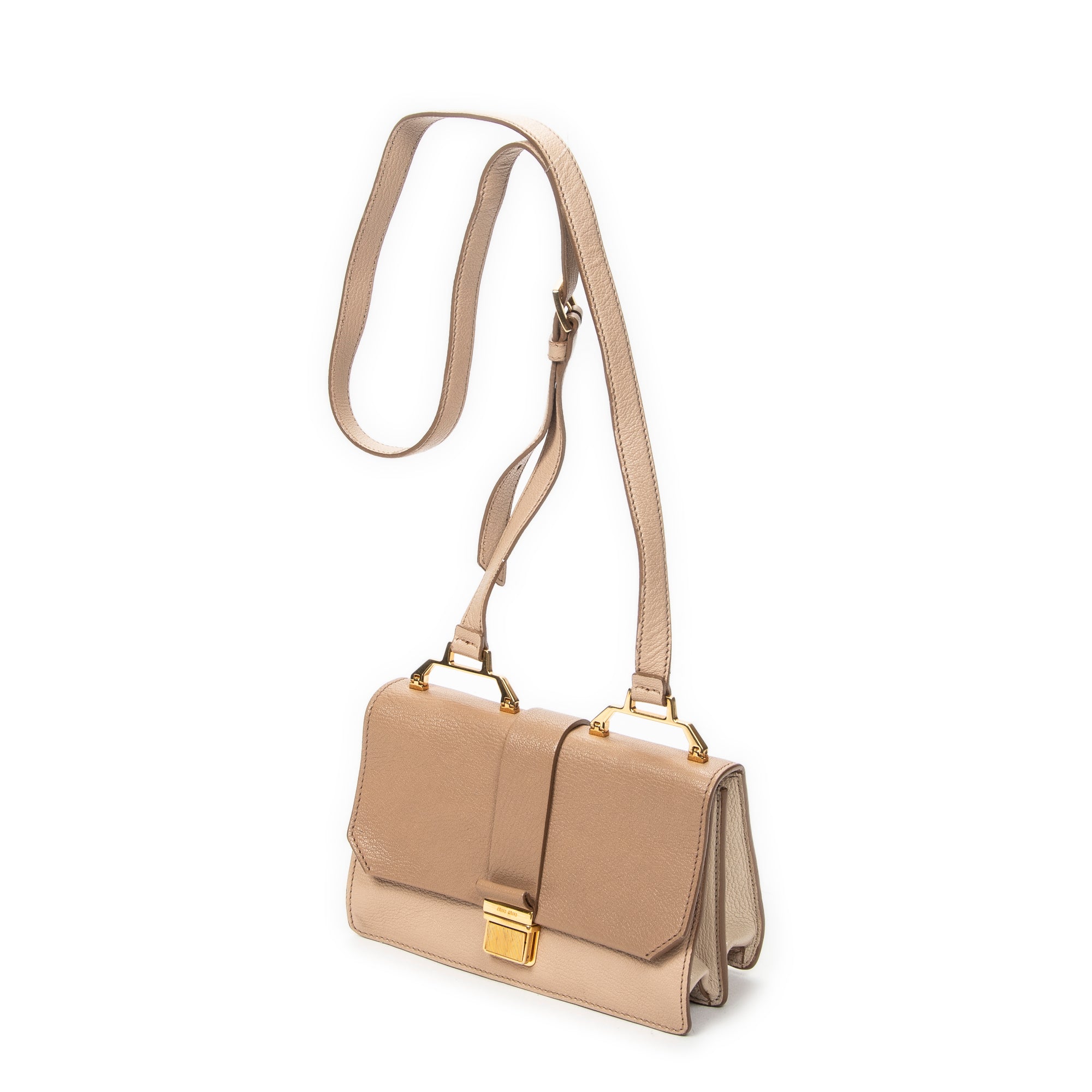Shoulder Bag Buckle Flap Crossbody Light Pink Madras Leather