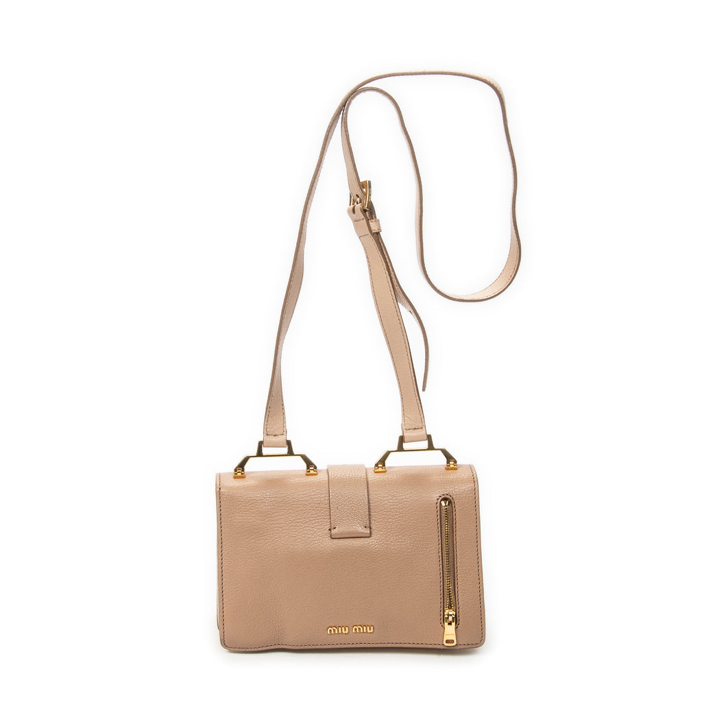 Shoulder Bag Buckle Flap Crossbody Light Pink Madras Leather