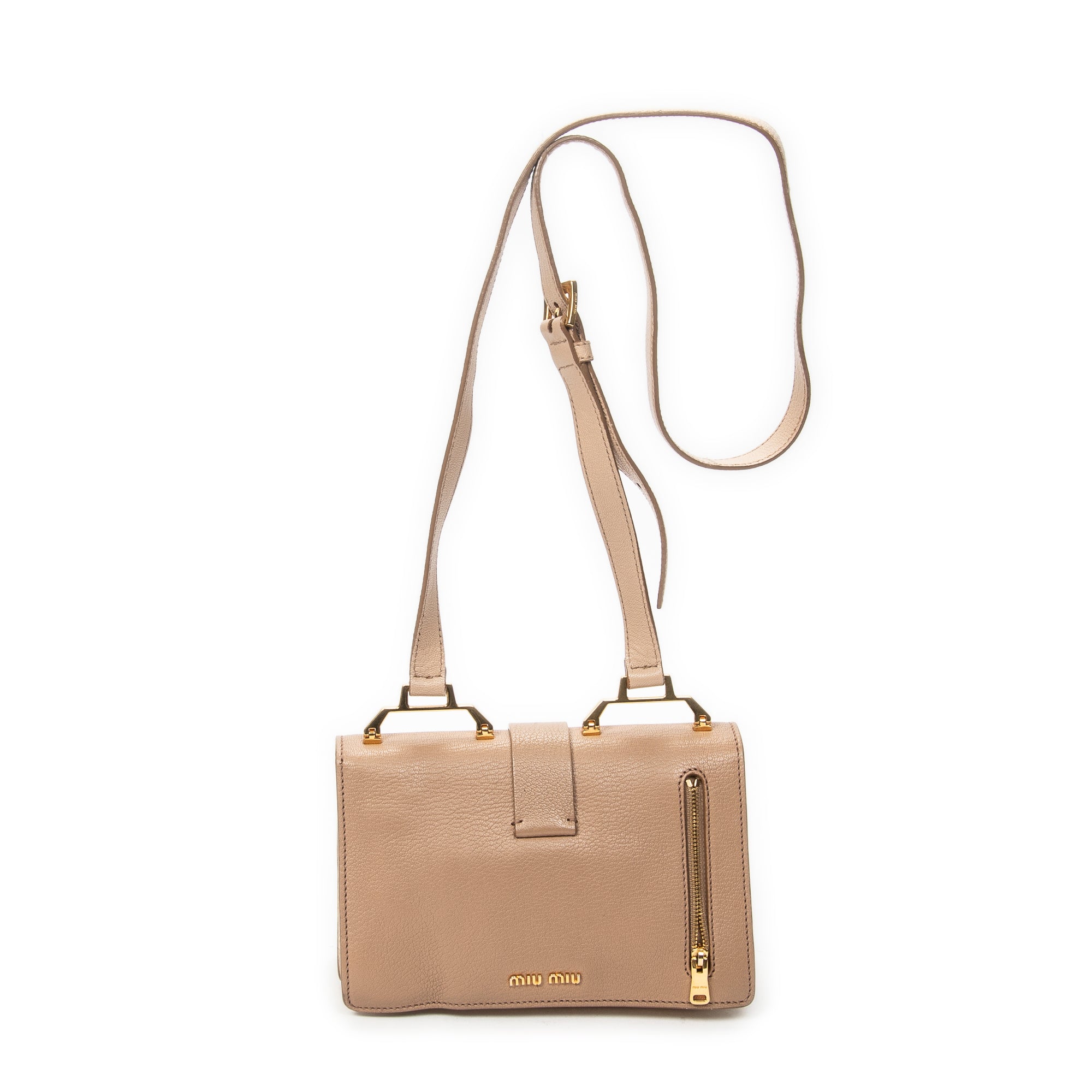 Shoulder Bag Buckle Flap Crossbody Light Pink Madras Leather