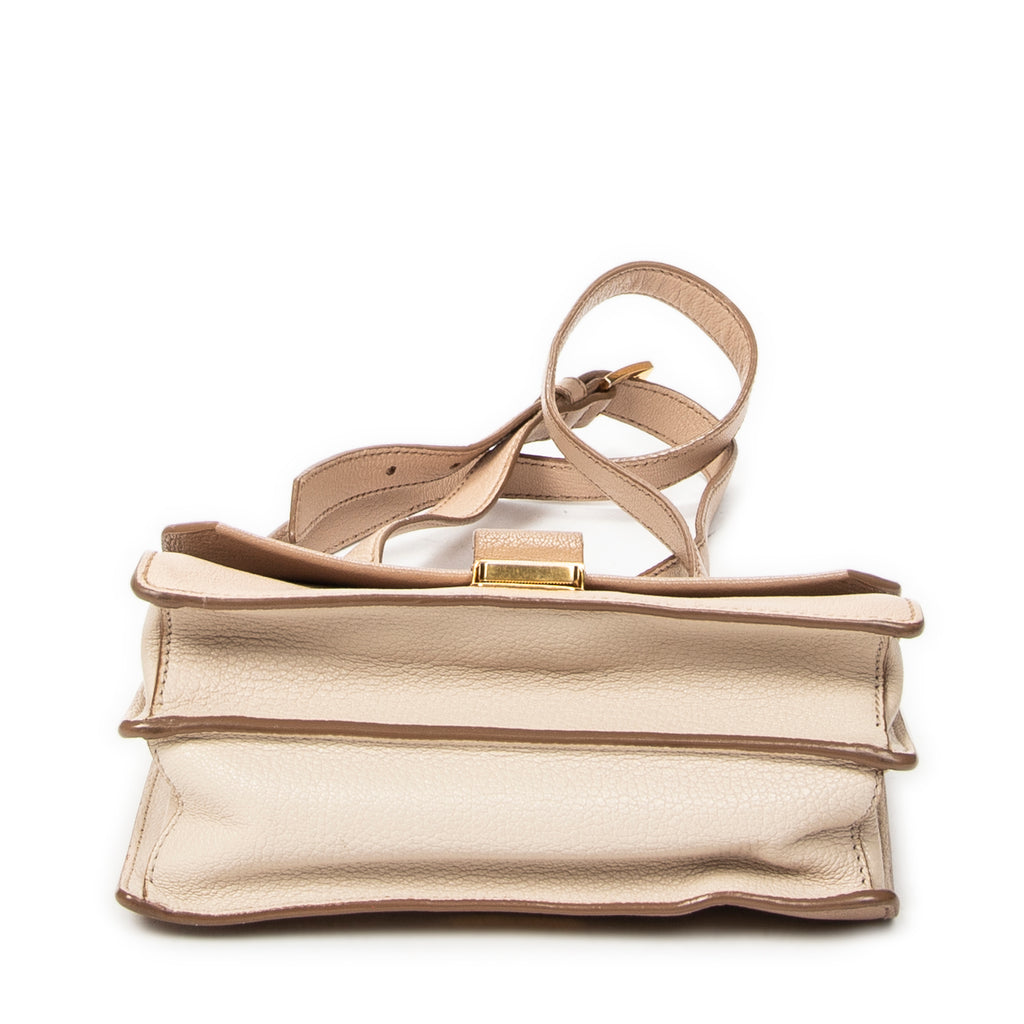 Shoulder Bag Buckle Flap Crossbody Light Pink Madras Leather