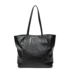 Shoulder Bag Shopping Tote Black Vitello Soft Leather
