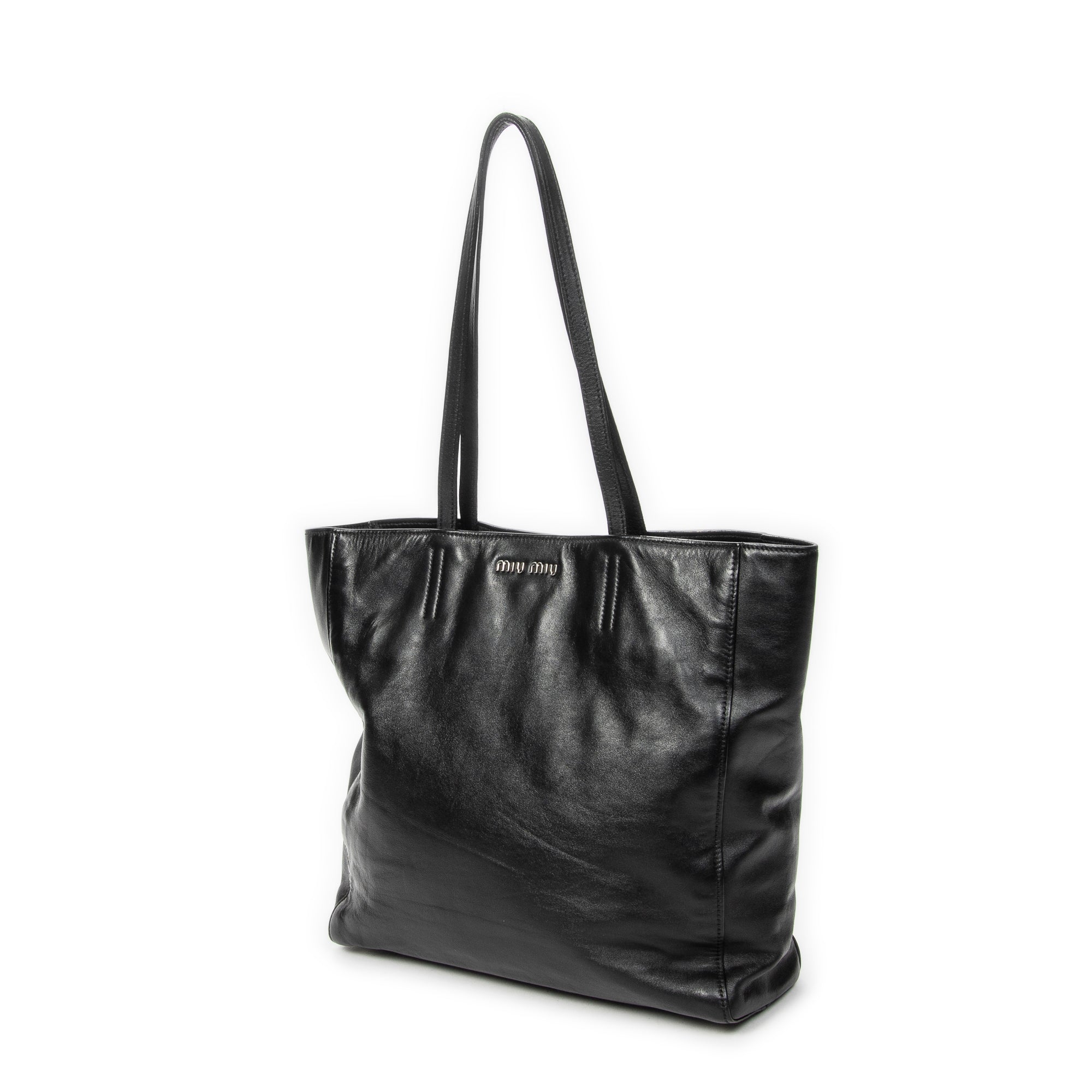 Shoulder Bag Shopping Tote Black Vitello Soft Leather