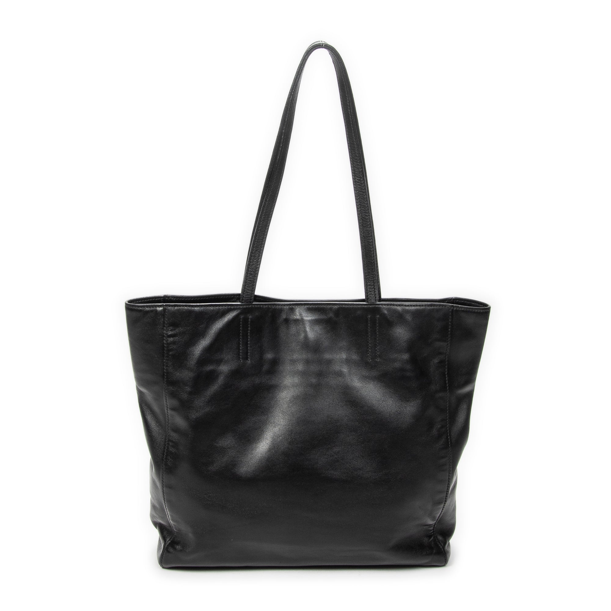 Shoulder Bag Shopping Tote Black Vitello Soft Leather