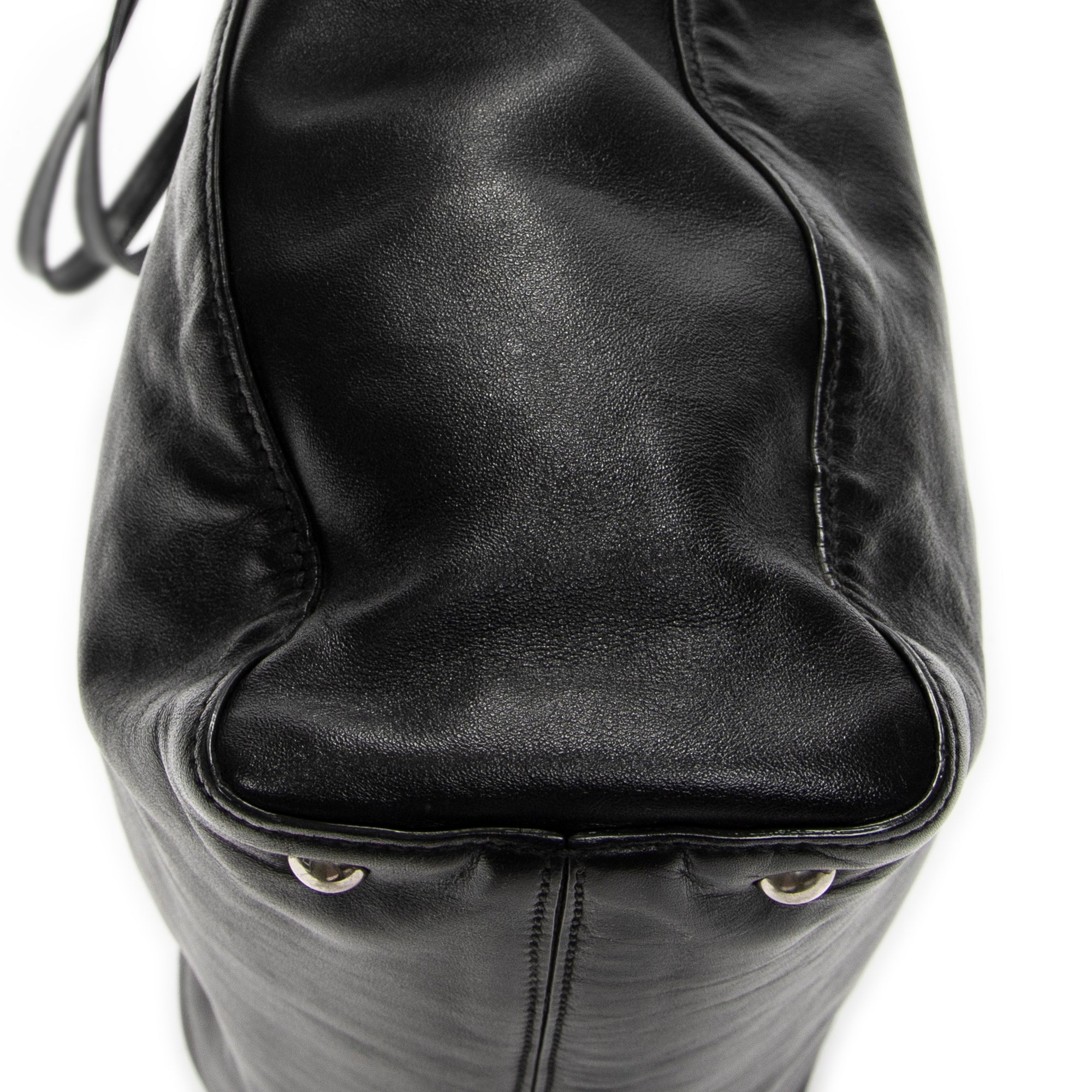 Shoulder Bag Shopping Tote Black Vitello Soft Leather