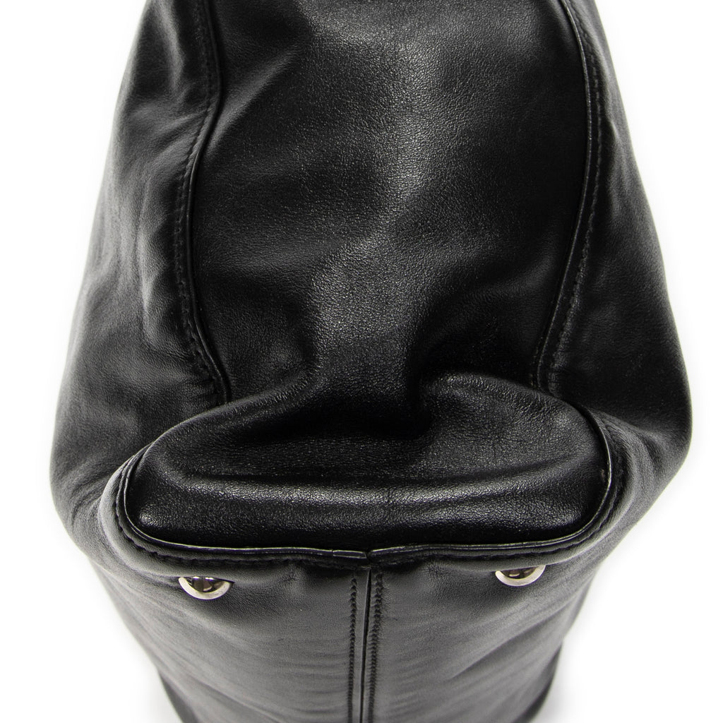 Shoulder Bag Shopping Tote Black Vitello Soft Leather