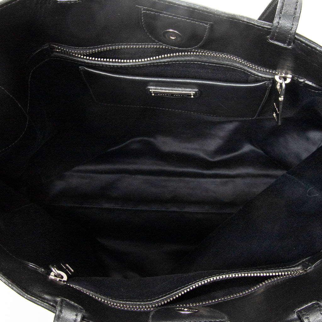 Shoulder Bag Shopping Tote Black Vitello Soft Leather
