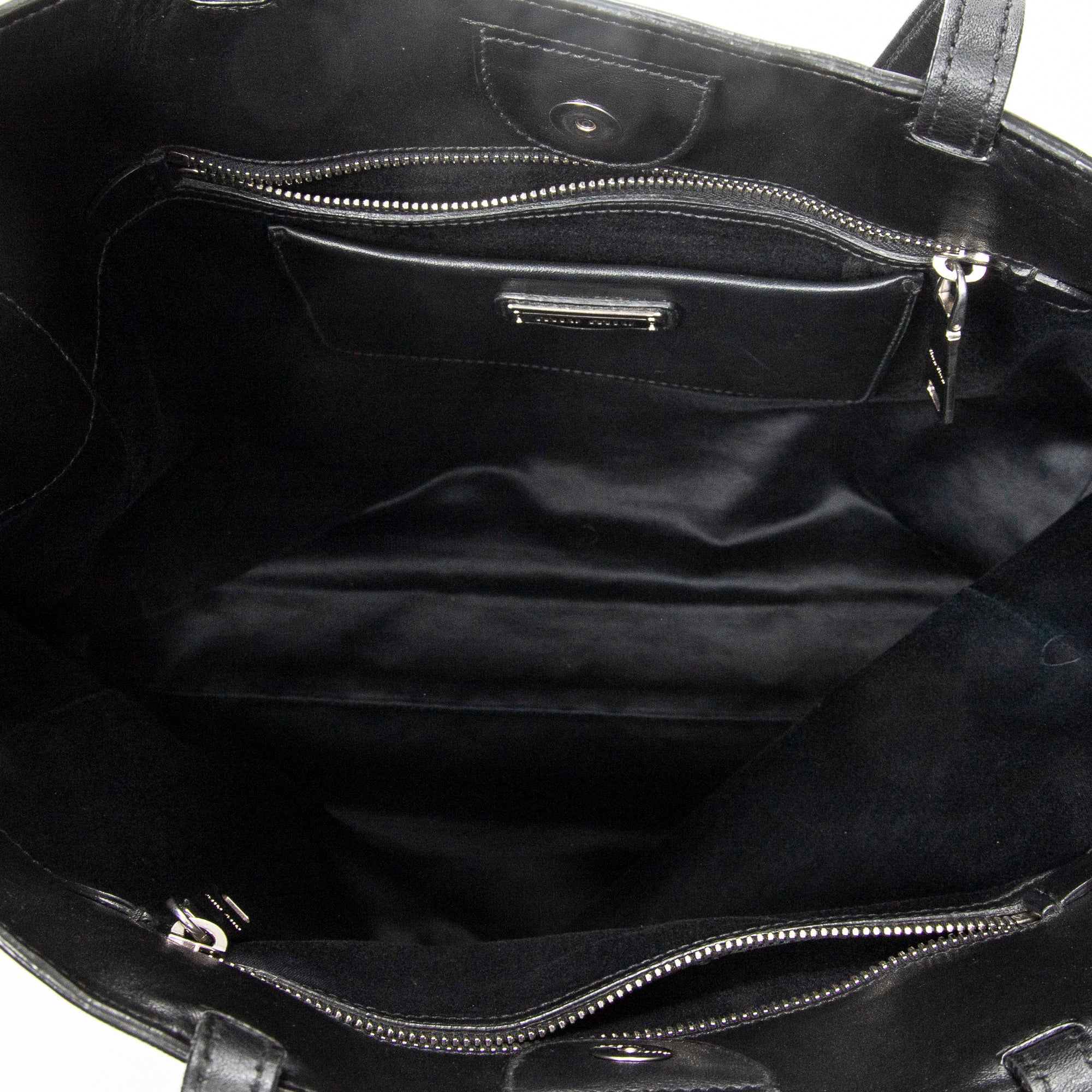 Shoulder Bag Shopping Tote Black Vitello Soft Leather