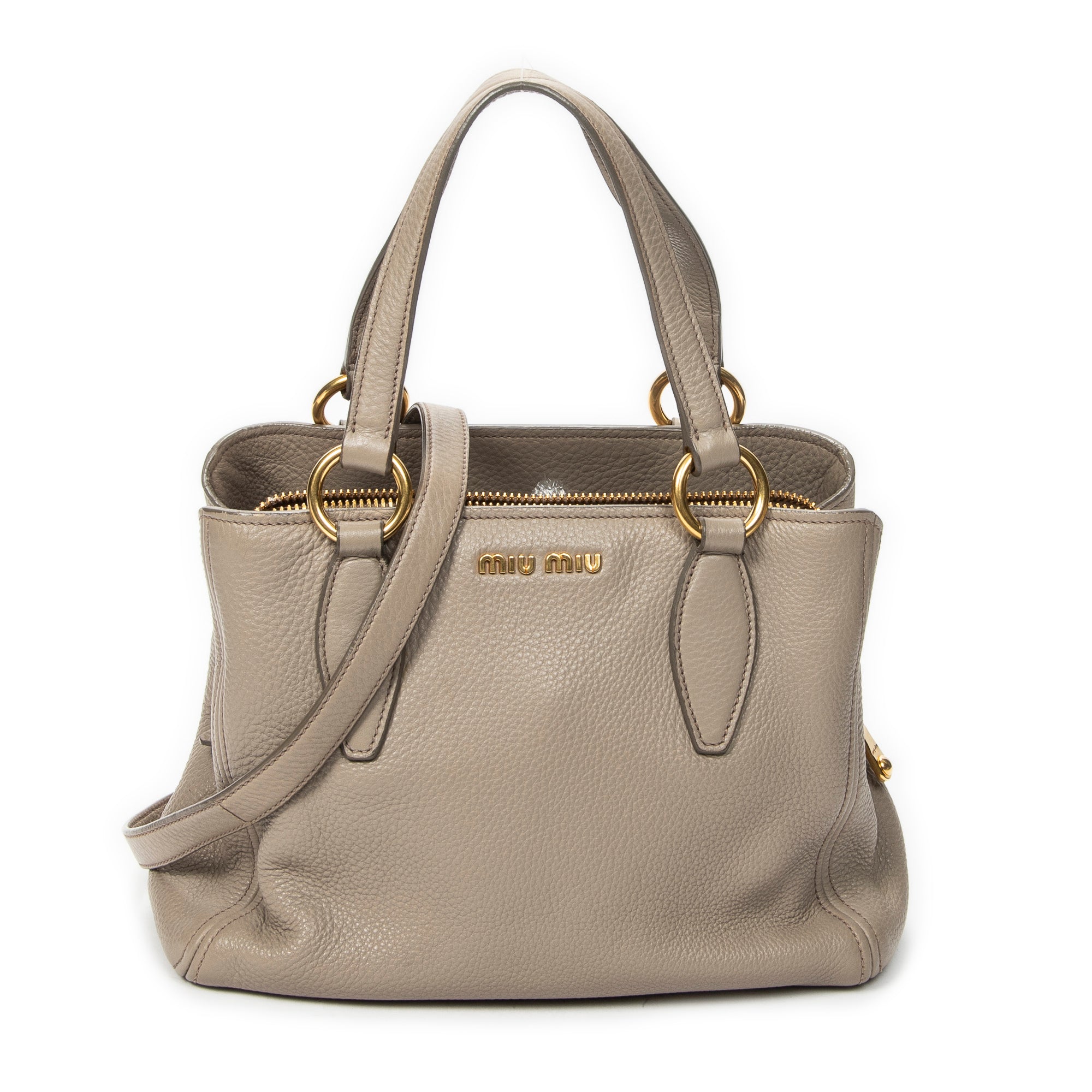 Bolso de hombro convertible en bandolera de piel de becerro Caribu gris
