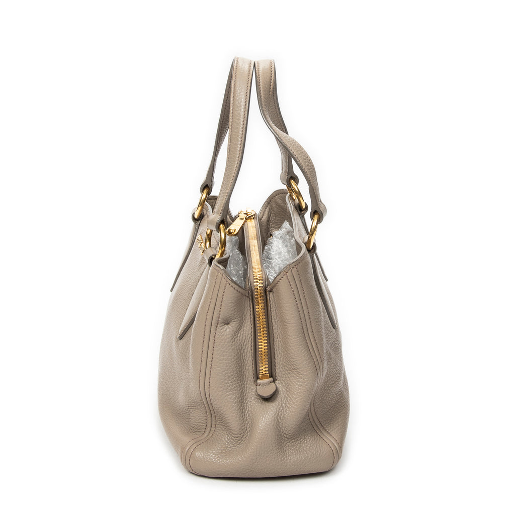 Shoulder Bag Convertible Tote Grey Vitello Caribu Leather