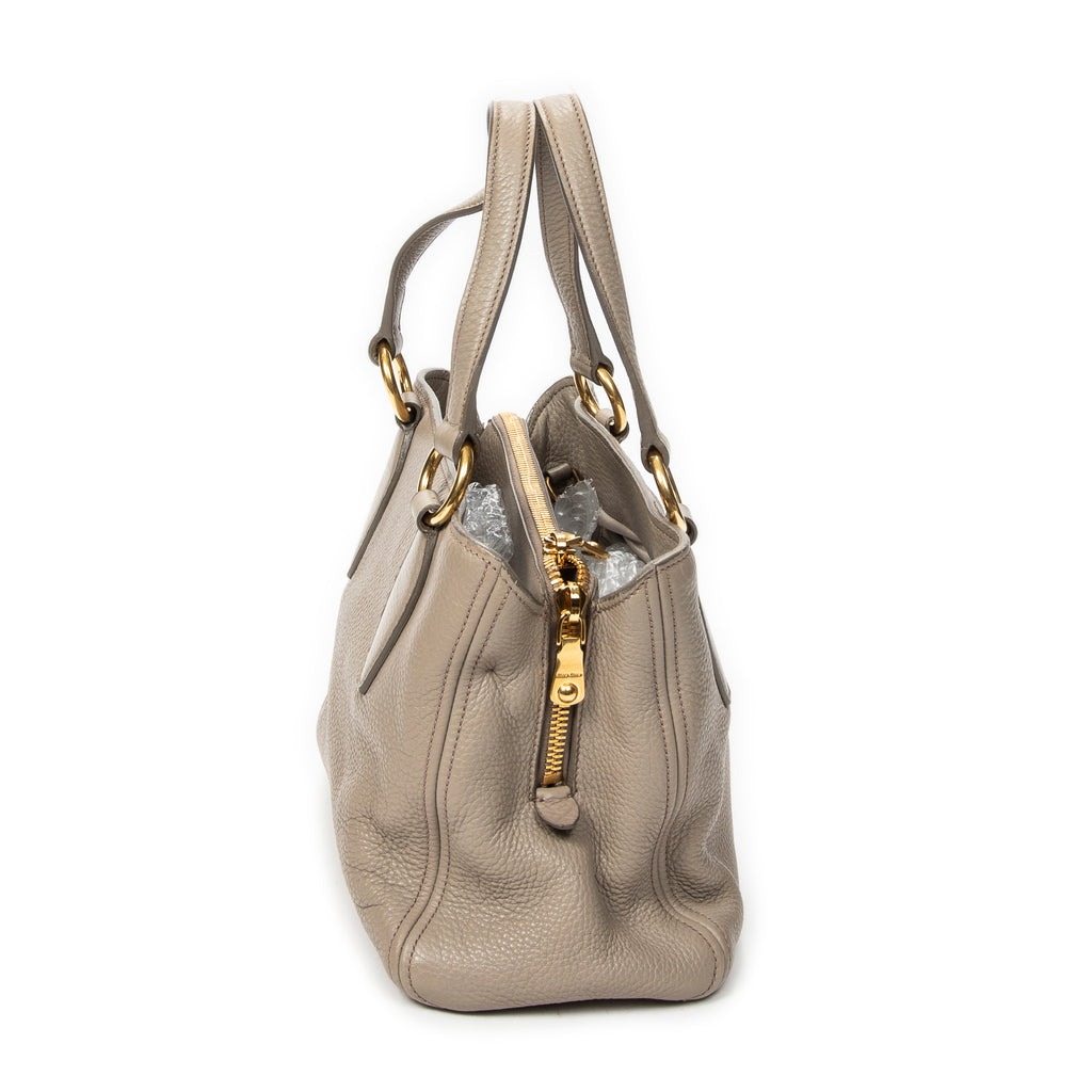 Shoulder Bag Convertible Tote Grey Vitello Caribu Leather