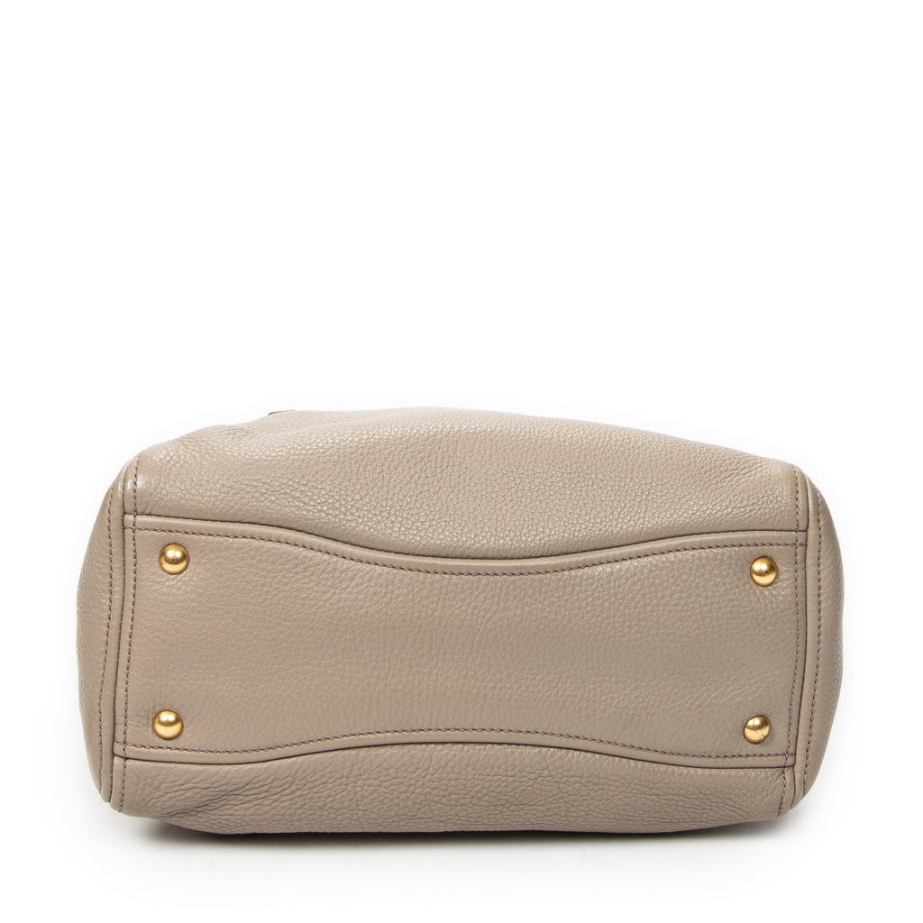 Shoulder Bag Convertible Tote Grey Vitello Caribu Leather