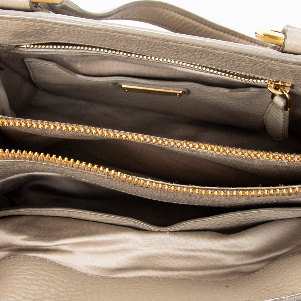 Shoulder Bag Convertible Tote Grey Vitello Caribu Leather