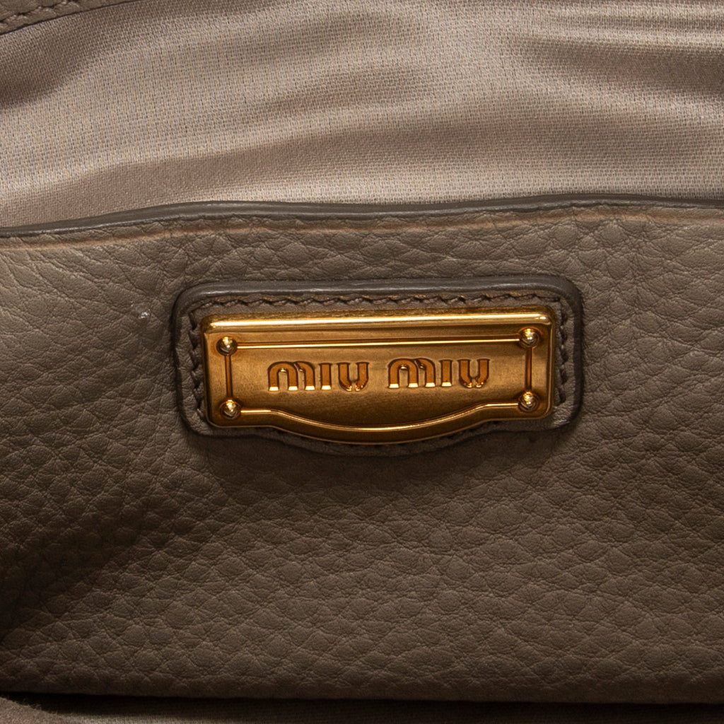 Shoulder Bag Convertible Tote Grey Vitello Caribu Leather