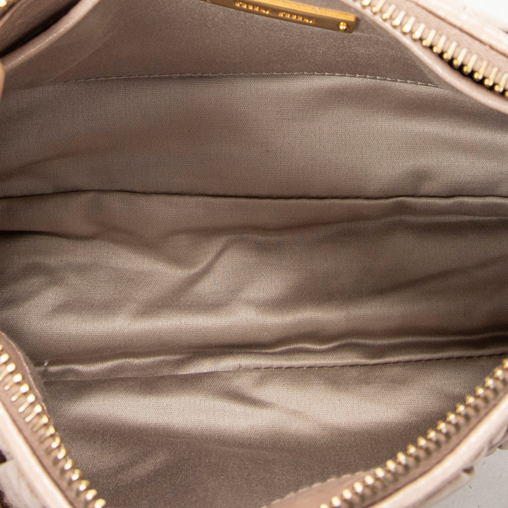 Shoulder Bag Charm Zip Pochette Light Pink Matelasse Lux Leather