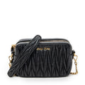 Shoulder Bag Camera Crossbody Black Nappa Matelasse Leather