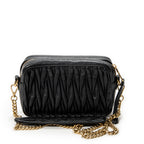 Shoulder Bag Camera Crossbody Black Nappa Matelasse Leather