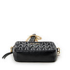 Shoulder Bag Camera Crossbody Black Nappa Matelasse Leather