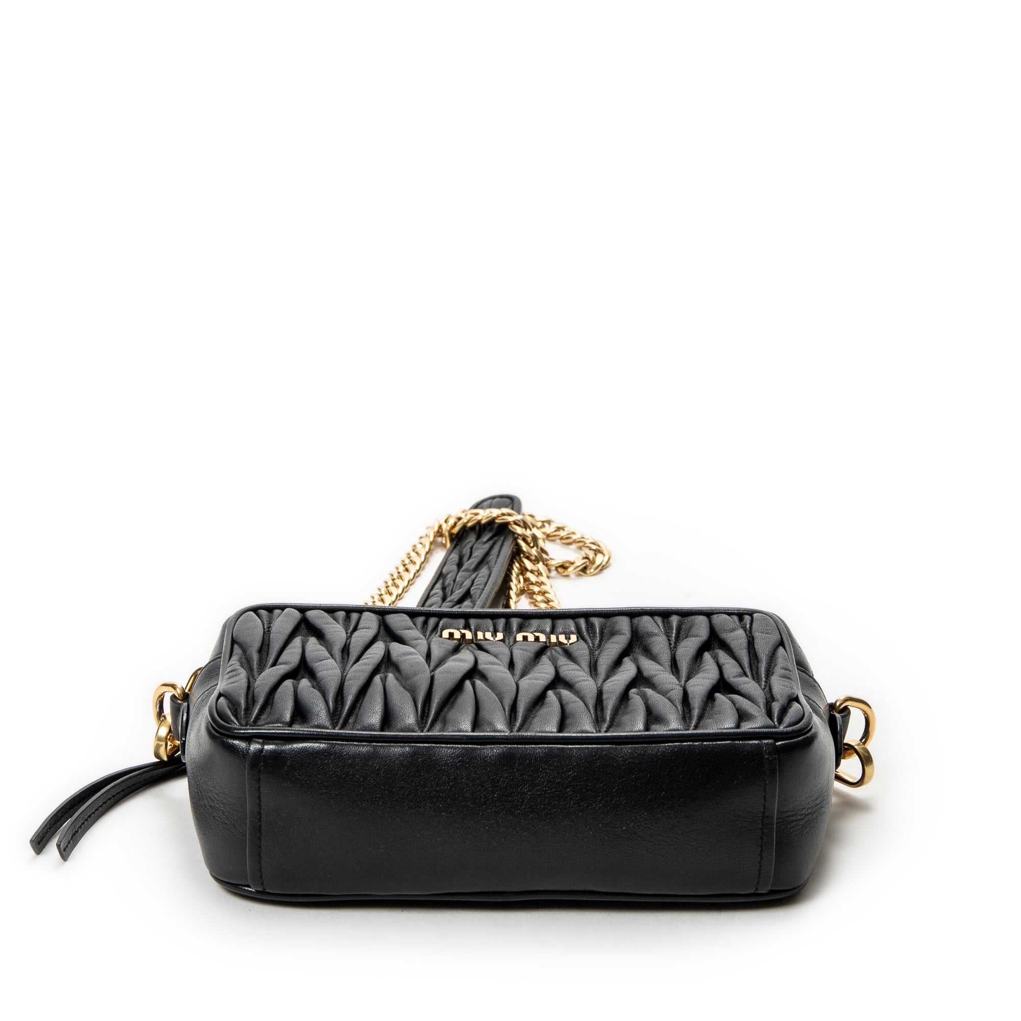 Shoulder Bag Camera Crossbody Black Nappa Matelasse Leather