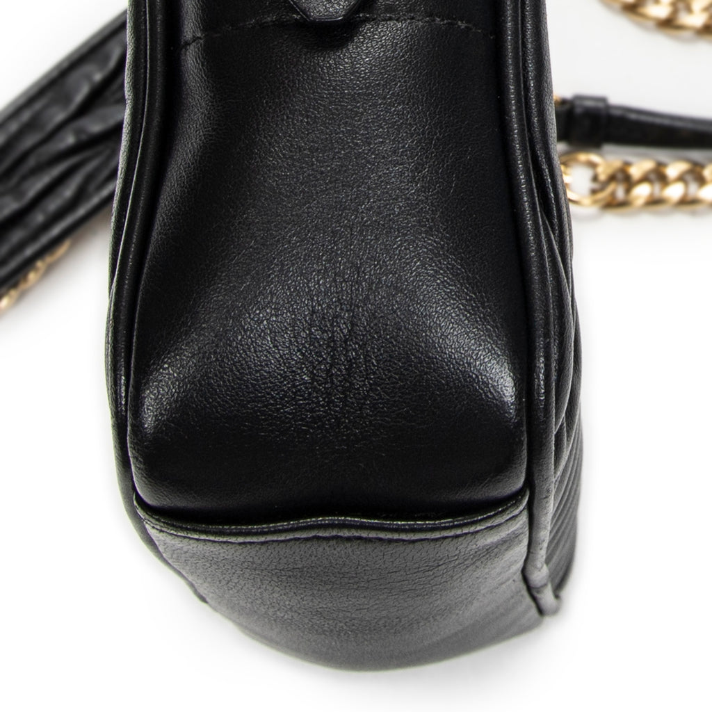 Shoulder Bag Camera Crossbody Black Nappa Matelasse Leather